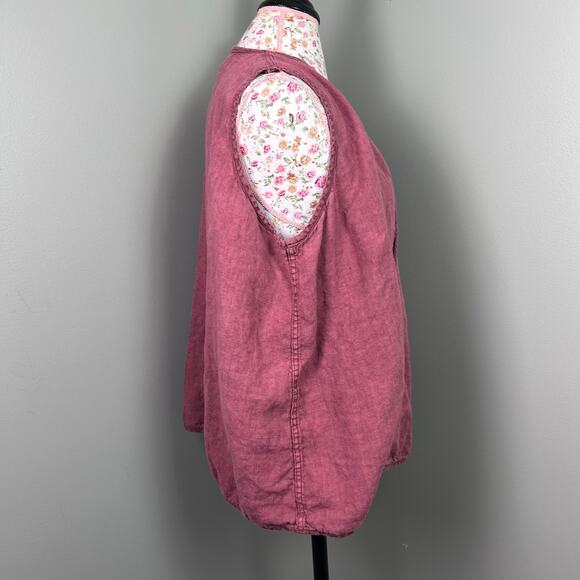 Cynthia Ashby Mauve Pink Tank Top Blouse Sleeveless Tunic Natural Fibers Linen - Picture 3 of 5